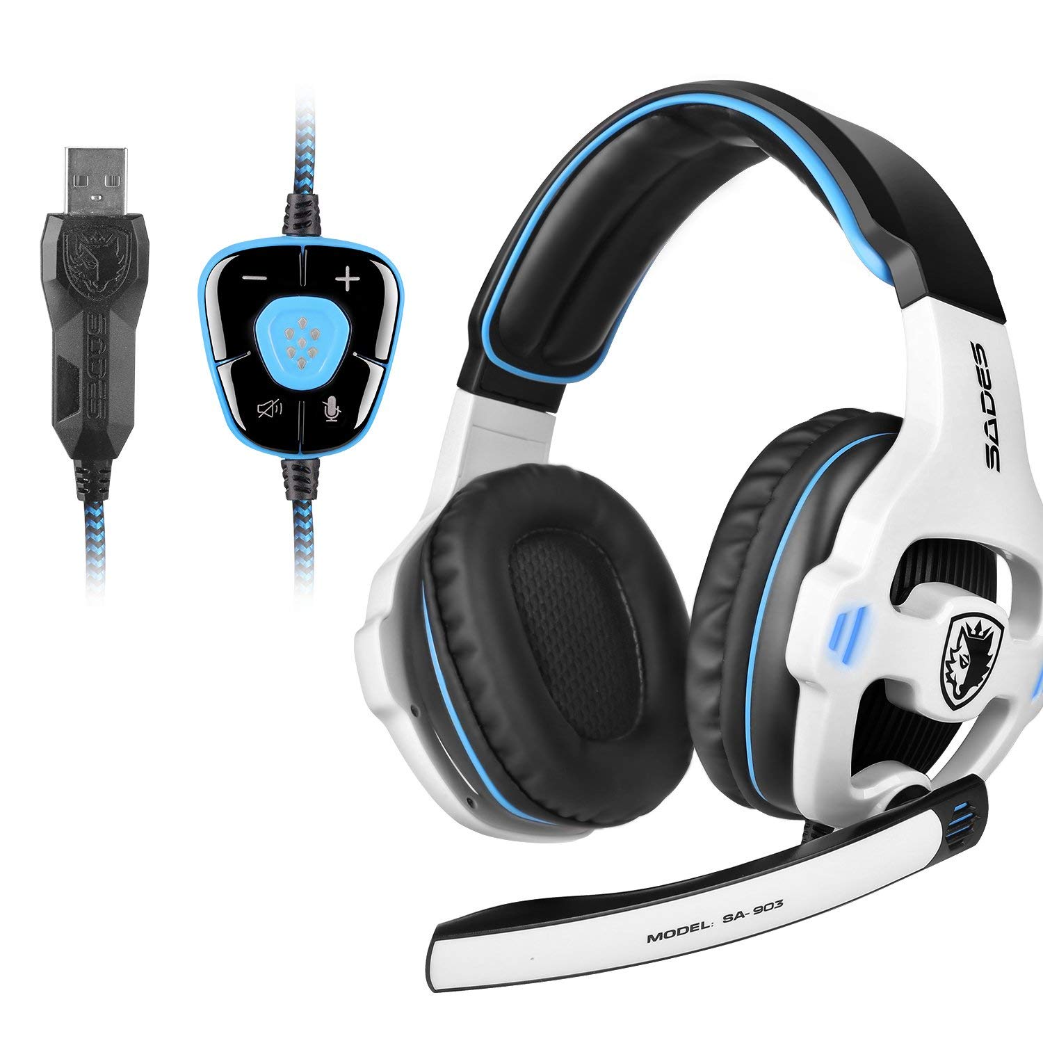 GHB Sades Gaming Headset USB Gaming Headphone Bass and Treble Earphone with  USB Plug and Microphone 7.1 Sound Channel 3m Wired Cable SA-903 :  Amazon.com.au: Video Games