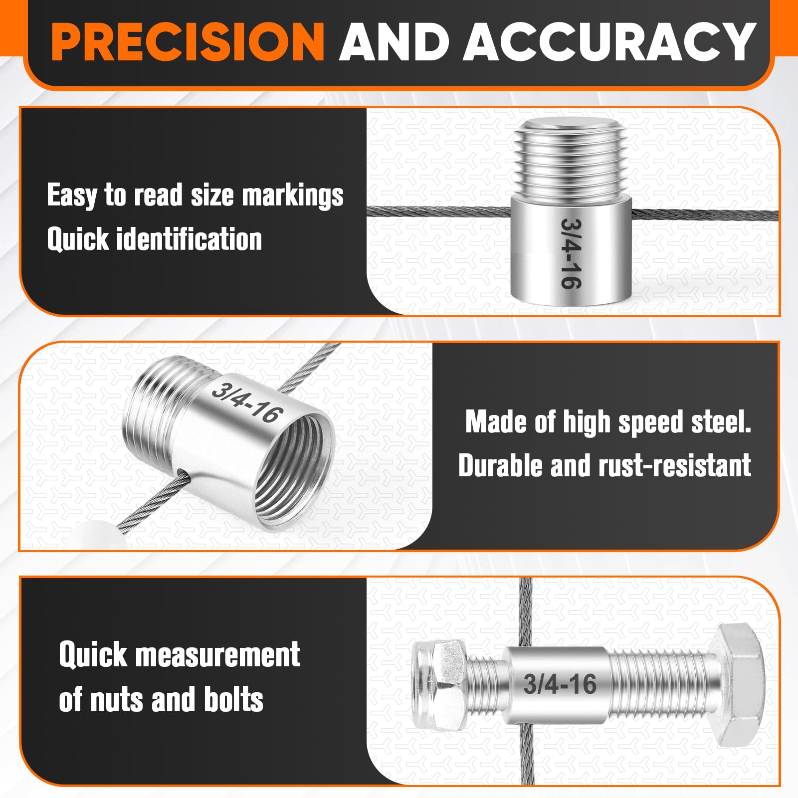 Snapklik.com : ASDFGHT Nut And Bolt Thread Checker - (44 Gauges) High ...