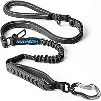 IOKHEIRA Adjustable Bungee Dog Leash 4-6FT for Large Medium Dogs - Reflective, Car Seatbelt, Heavy Duty Multifunctional