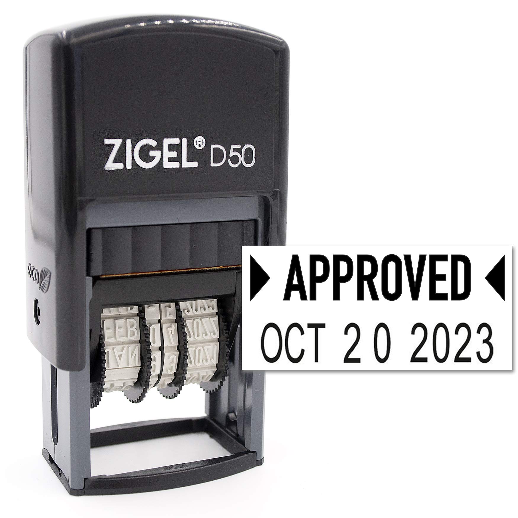 ZIGEL D50 Date Stamp with Approved - Self Inking Date Stamp - Black