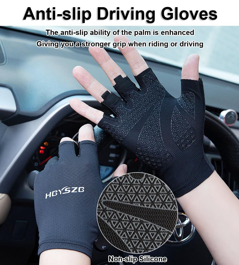 SUJAYU Guantes de pesca sin dedos, guantes de pesca para hombres y mujeres, guantes de protección UV sin dedos, guantes de conducción, guantes de navegación, guantes de kayak, guantes de remo, guantes