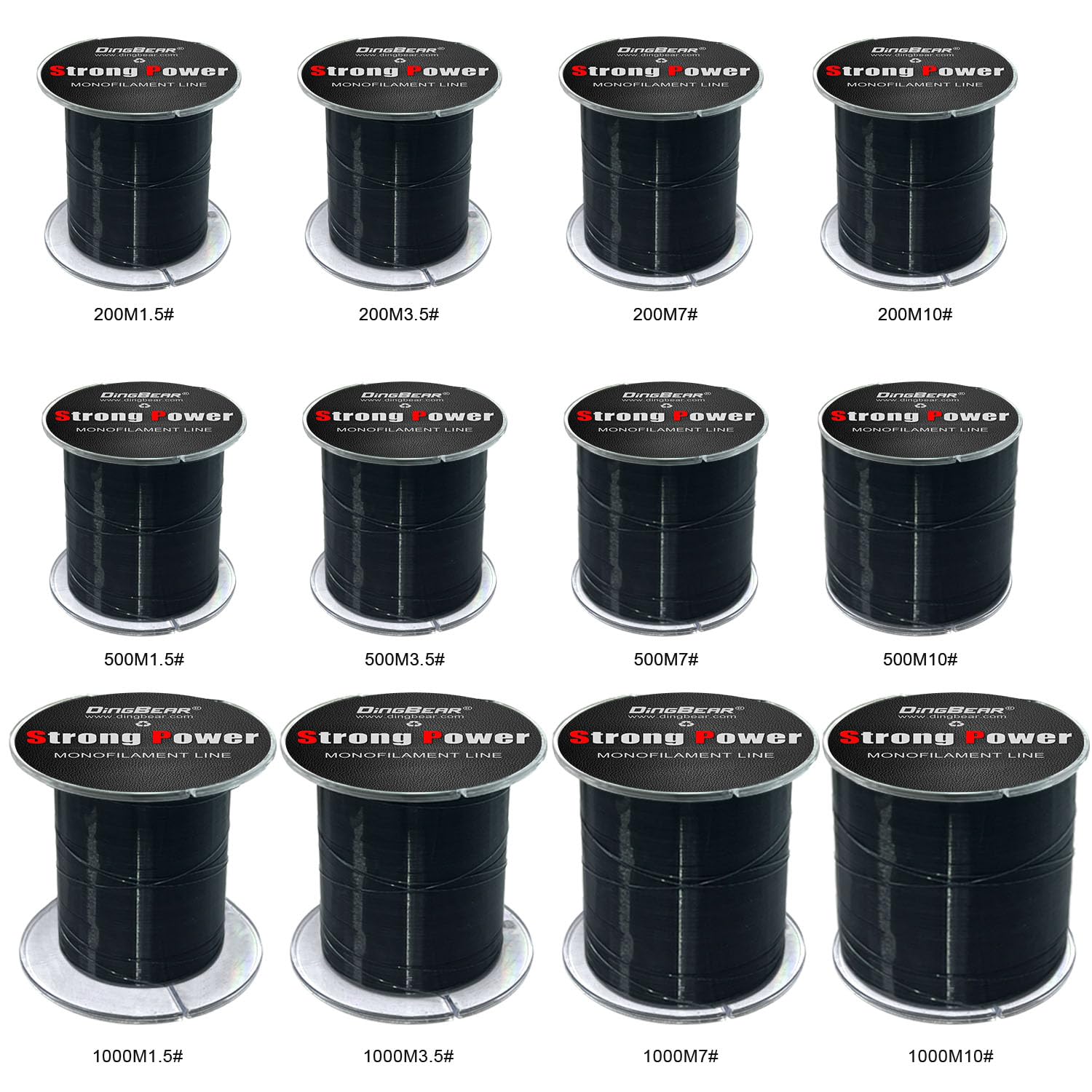 Dingbear Ligne de Pêche en Nylon 200/500/1000M, Monofilament, Fil à Forte Tension, 4 Couleurs, 5-35lb - 5