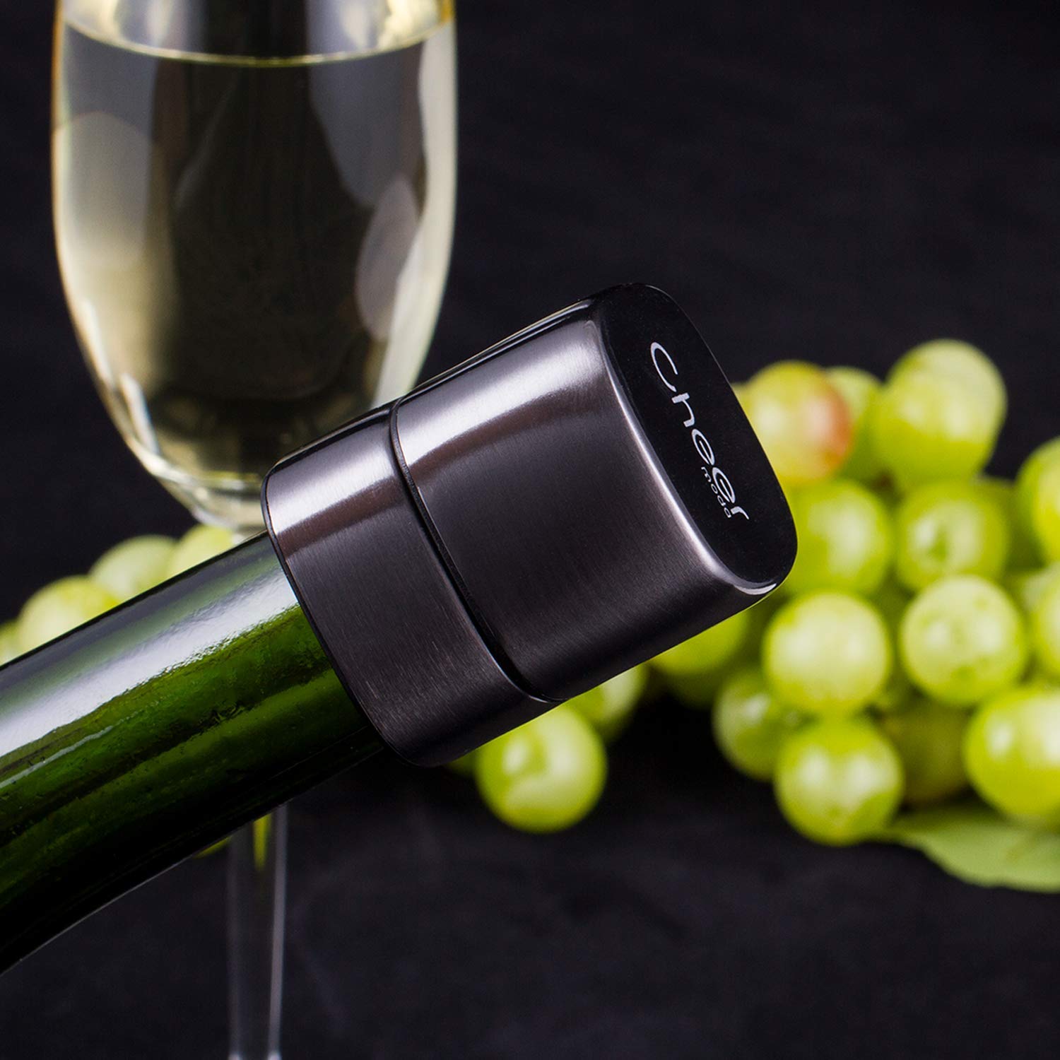 CHEER 7717-W401-029 Bouchon de champagne en acier inoxydable refermable anti-fuite pour prosecco étincelant – Meilleur accessoire pour la maison et les fêtes
