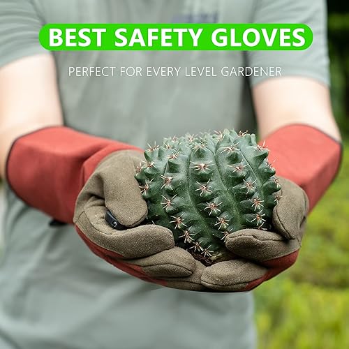 Miniatura 2 de Guantes profesionales de jardinería a prueba de espinas para poda de rosas con protección larga de antebrazo para hombres y mujeres