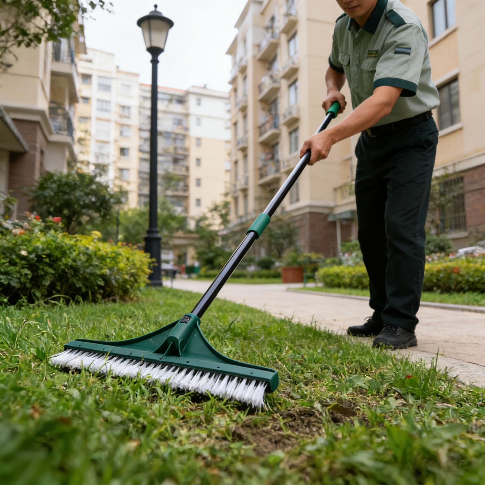 Rastrillo de Césped Artificial, Cepillo Eficiente y Fácil de Limpiar, Escoba, Rastrillo de Hojas para Uso en Jardín, Plástico, 32,91 Oz
