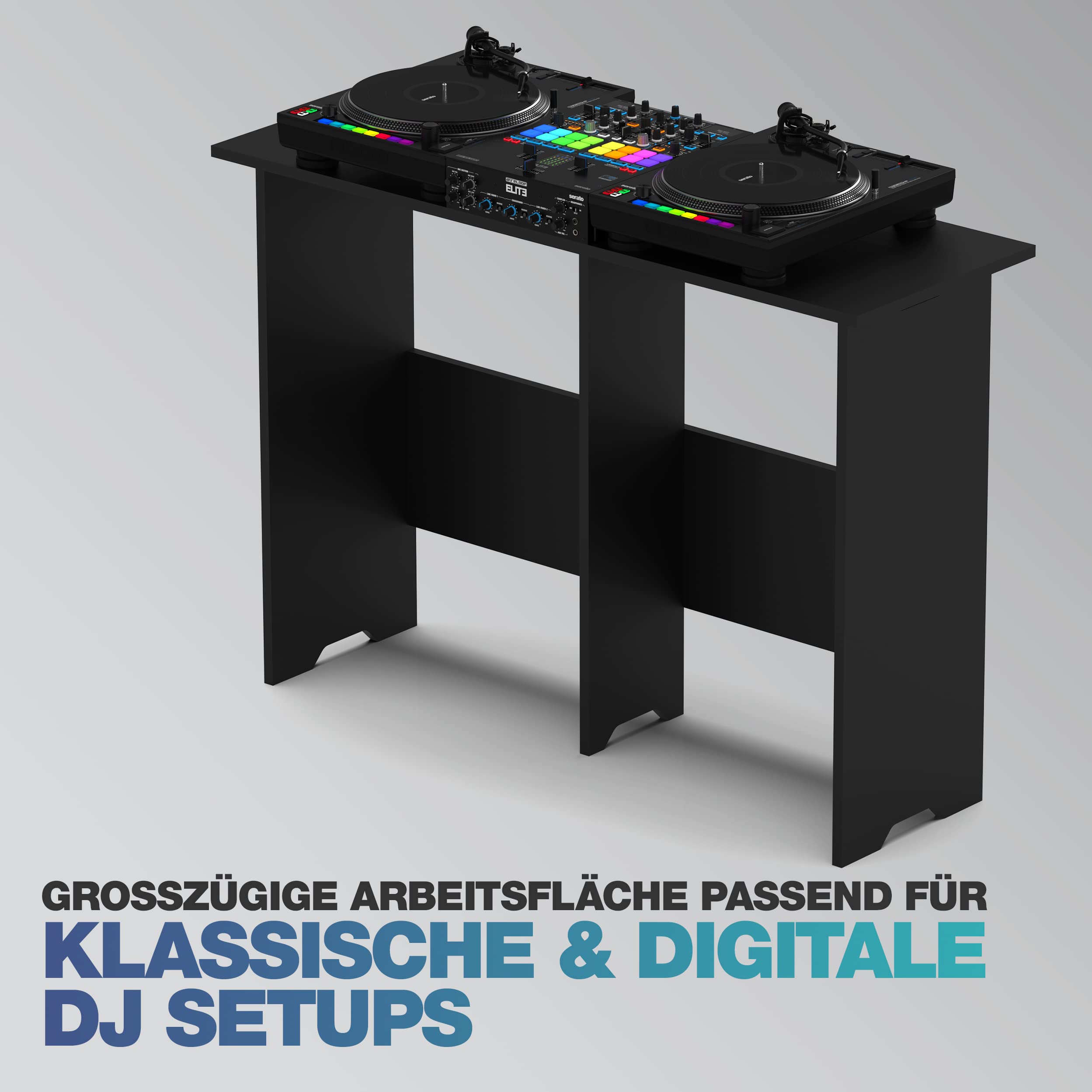 Glorious Mix Station 2 - Für 2 Plattenspieler oder CD-Player und 1 Mischpult bis zu Einer Breite von 14'' oder einen DJ-Controller mit Laptop, Kabelauslässe an der Front und den Seitenplatten