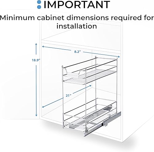 Miniatura 2 de Home Zone Living Organizador de armario de cocina extraíble con dos niveles de almacenamiento, 7 pulgadas de ancho x 20 pulgadas de profundidad