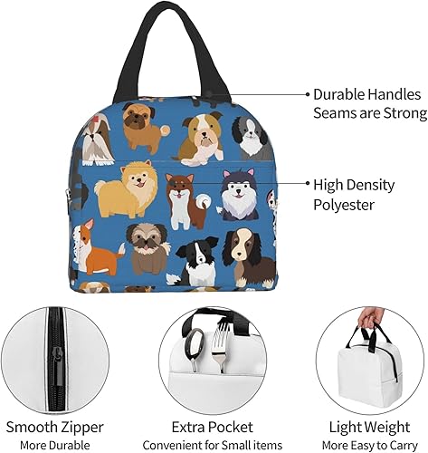 Miniatura 4 de Lindo conjunto de animales de perro y cachorro, bolsa de almuerzo compacta, bolsa de almuerzo reutilizable, contenedor para mujeres, hombres,