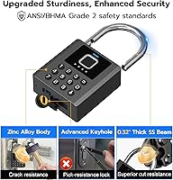 Vista 4 de Anweller Candado de huellas dactilares resistente con llave, bloqueo de almohadilla con teclado de código, resistente a la intemperie, inteligente