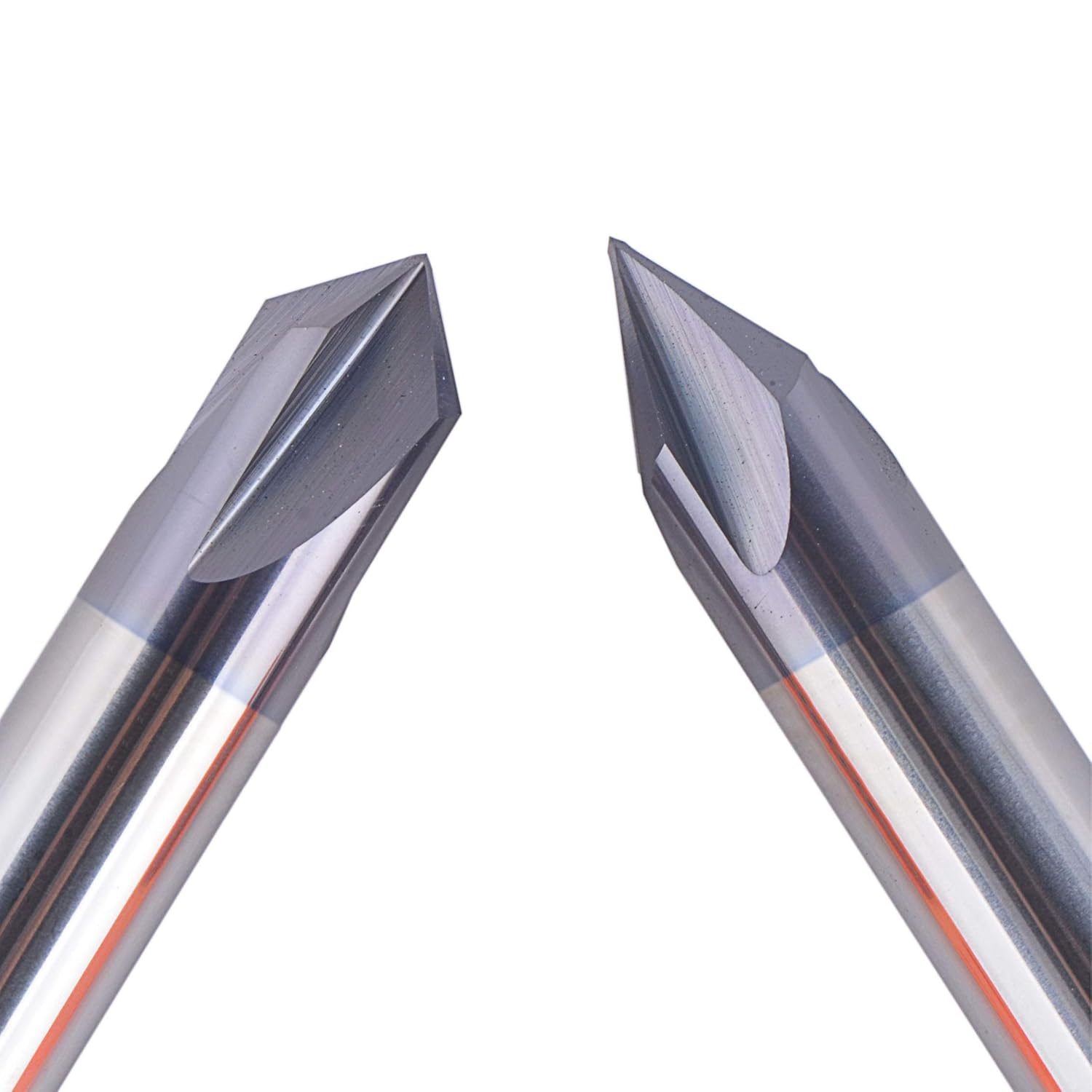 SpeTool 2Pcs Carbide Chamfer End Mill V Groove Router Bit 60 & 90 Degree, 4 Flutes 1/4 inch Shank for CNC Carving and Chamfering