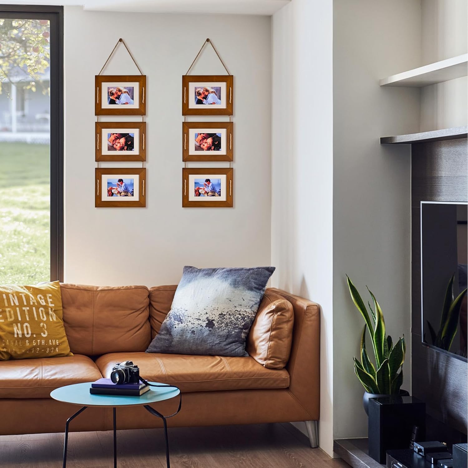 DLQuarts 5x7 Hanging Picture Frames Collage Wall Decor, 3 Opening 5x7 Matted to 3.5x5 Photo Rustic Wood Frame, Dark Walnut, 2 Pack - Image 7