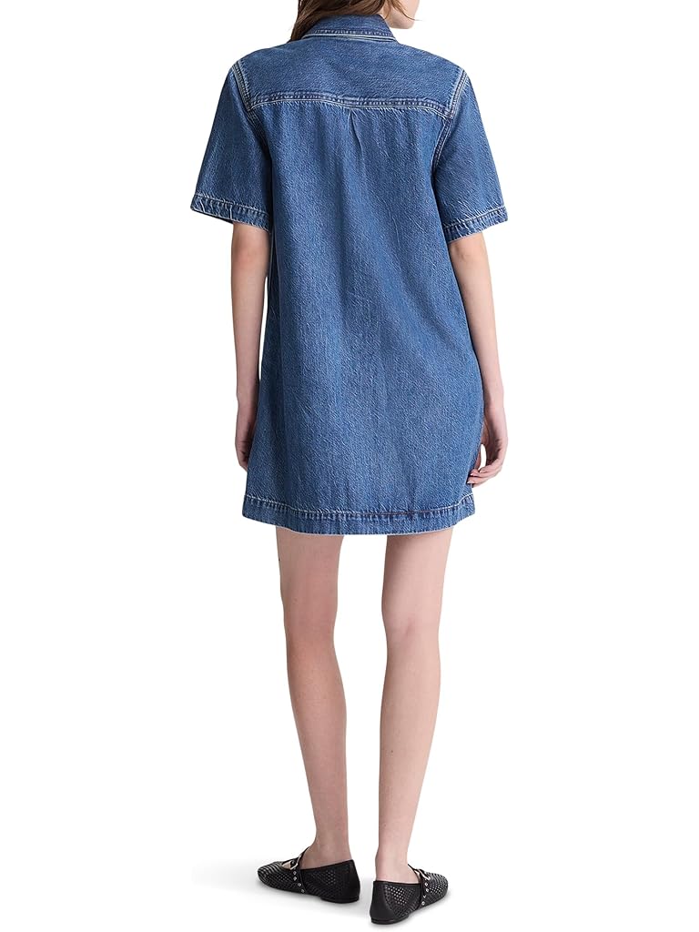 Navy Madewell Airy Denim Boxy Mini Shirtdress