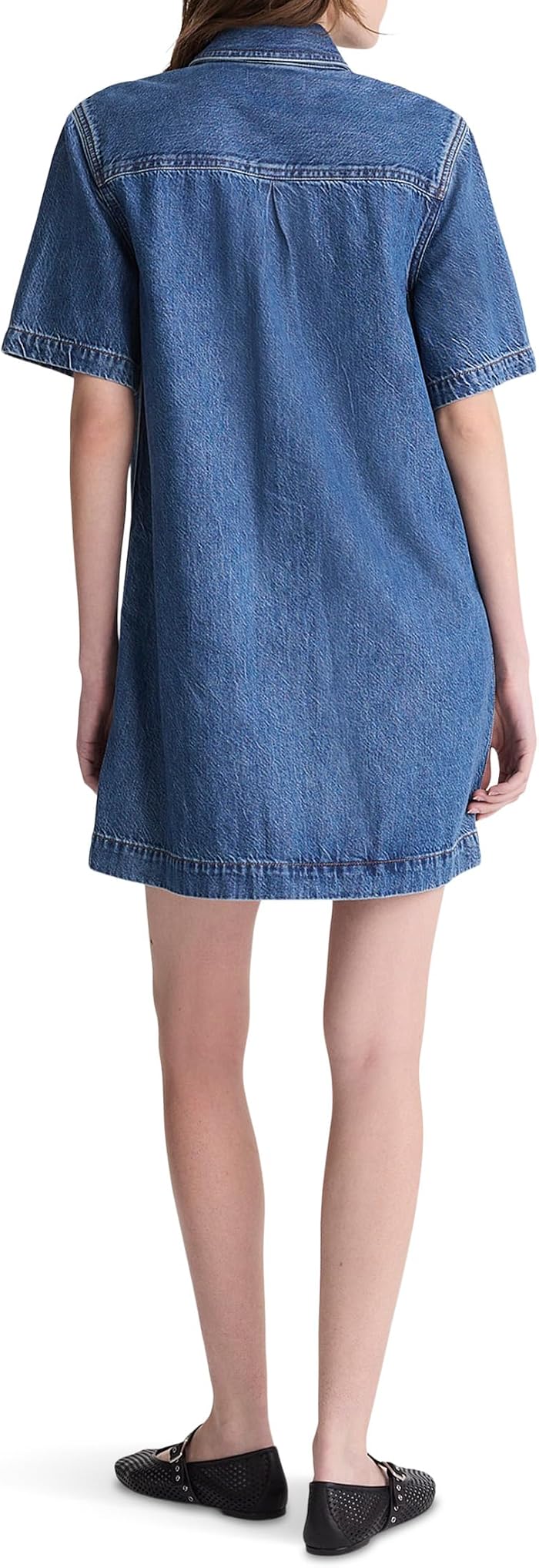 Женское платье Madewell Airy Denim Boxy Mini Shirtdress, цвет: Тёмно-синий — фото 2