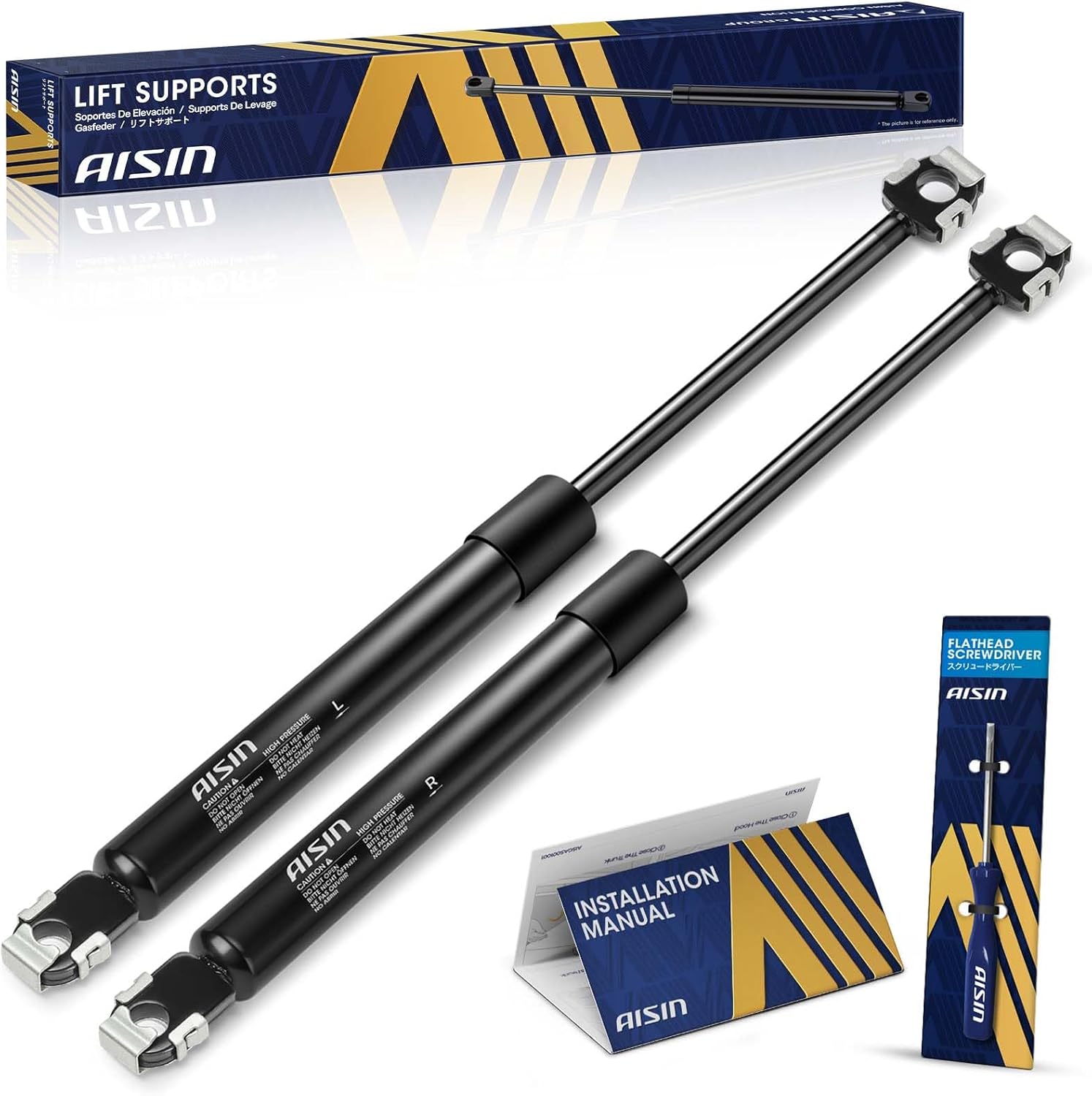 AISIN AFTERMARKET GASBM-00187 Front Hood Lift Supports Shock Struts - Compatible with BMW E36 318i 1994-1997, 323i 323is 1998-1999, 325is 1992-1995, 328i 328is 1996-1999, M3 1994-1999 - Set of 2