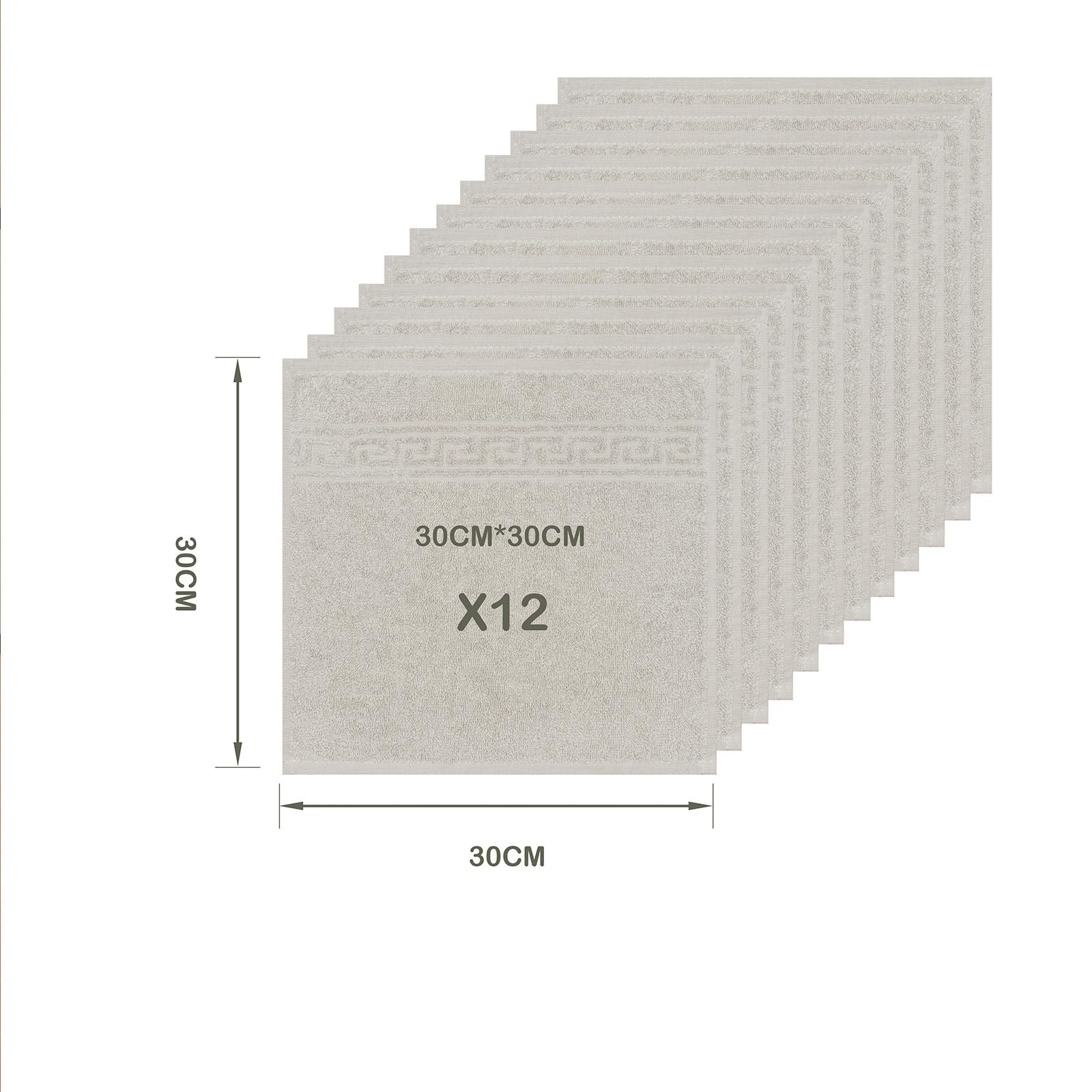 nice homeit Zestaw 12 chusteczek do rąk mini 30 x 30 cm, 100% bawełna przędzona pętelkowa, do rąk, niemowląt, makijażu, kuchni, domu i podróży, lekkie, miękkie, chłonne, chłonne, ciemnoszary