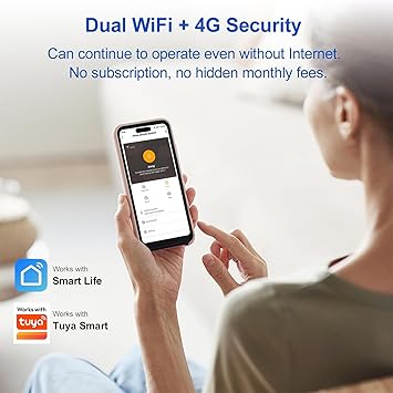 WiFi Wireless Alarm System for Home Security - 24/7 Protection Smart Home Devices 4.3 Touch Screen, GSM/4G+WiFi, App Instant Alerts, No Monthly Fee, Alexa Compatible for Villa, Kids Safety (24 pcs)
