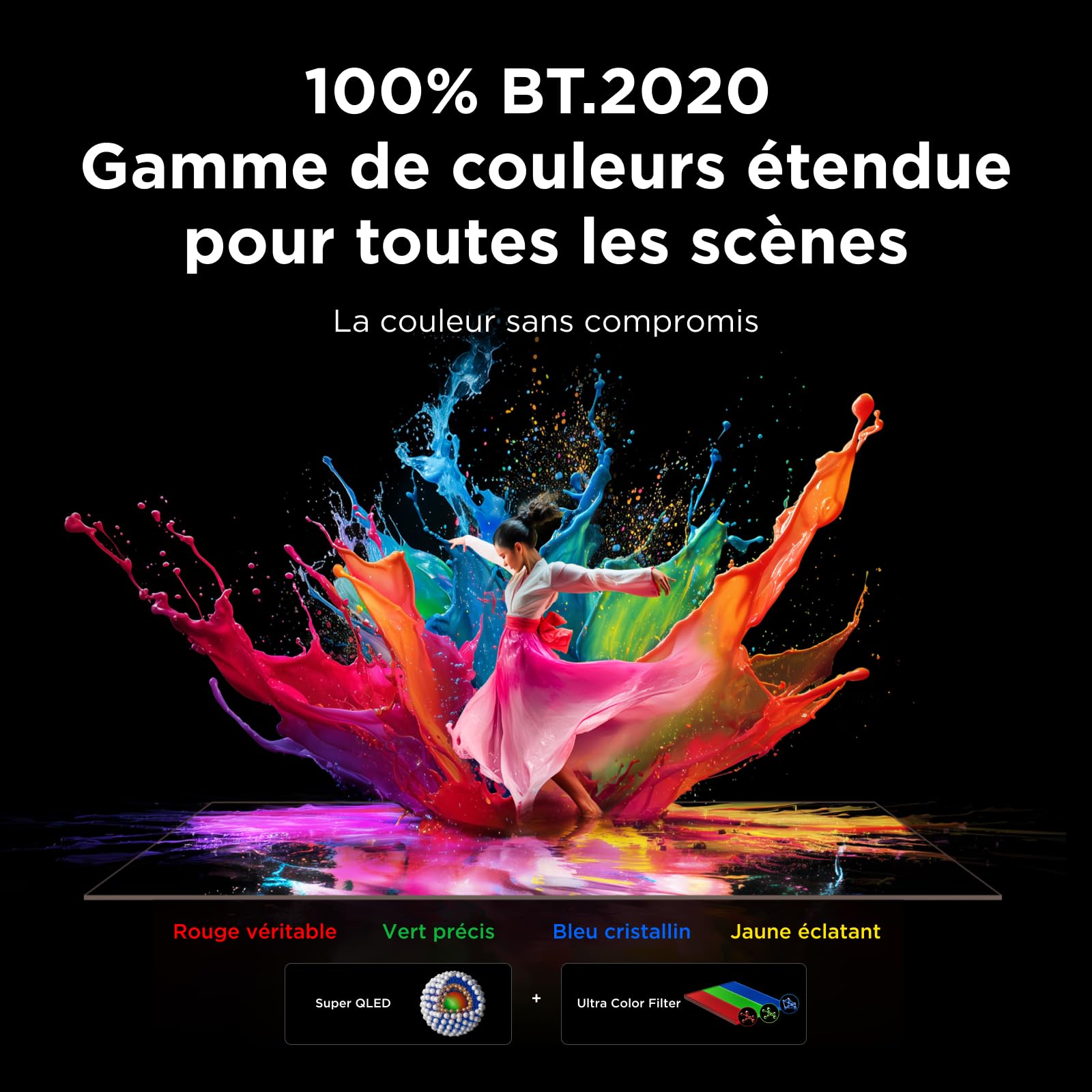 TCL 65Q7D Pro 65” SQD-Mini LED TV, 4K HDR 2000 nits, 646 Zones de Gradation, Google TV, Dolby Vision IQ & Atmos, 2.1 Onkyo, 144Hz, Apple AirPlay 2 & Alexa