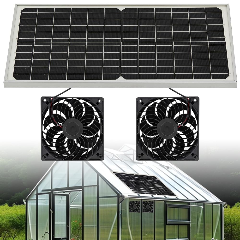 Ventilateur Solaire 16 W Double Ventilateur CC Extraction Fenêtre Hangar Poulailler Serre