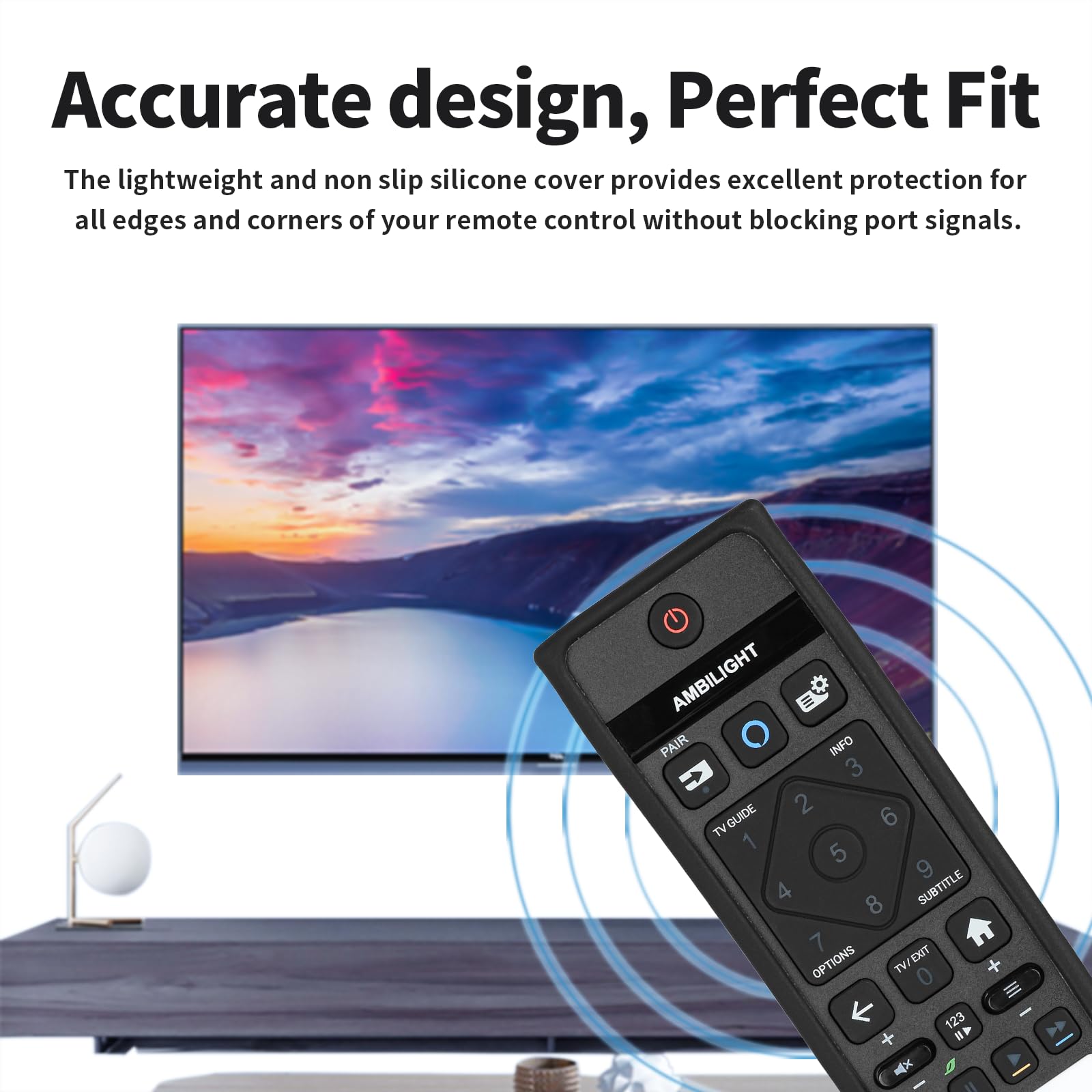 Custodia Telecomando in Silicone Compatibile Con Philips SRC-3215-01 SRC-3215-06 SRC-3216-12 SRC-3216-06S TV Telecomando Copertura Protettiva Antiurto Con un Cordino(Nero)