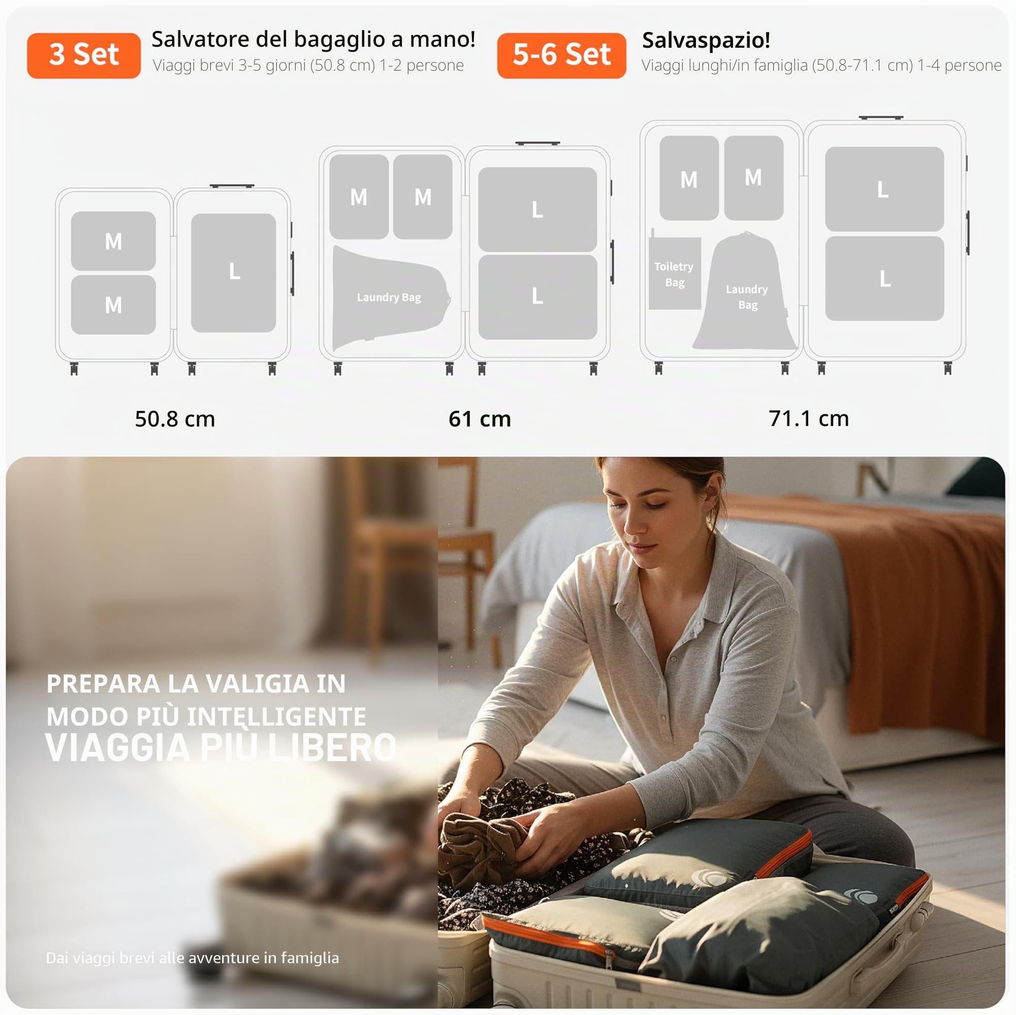 Cipway Set di cubi da imballaggio a compressione, organizer da viaggio espandibile ultraleggero per bagaglio a mano (grigio, 3 pezzi)