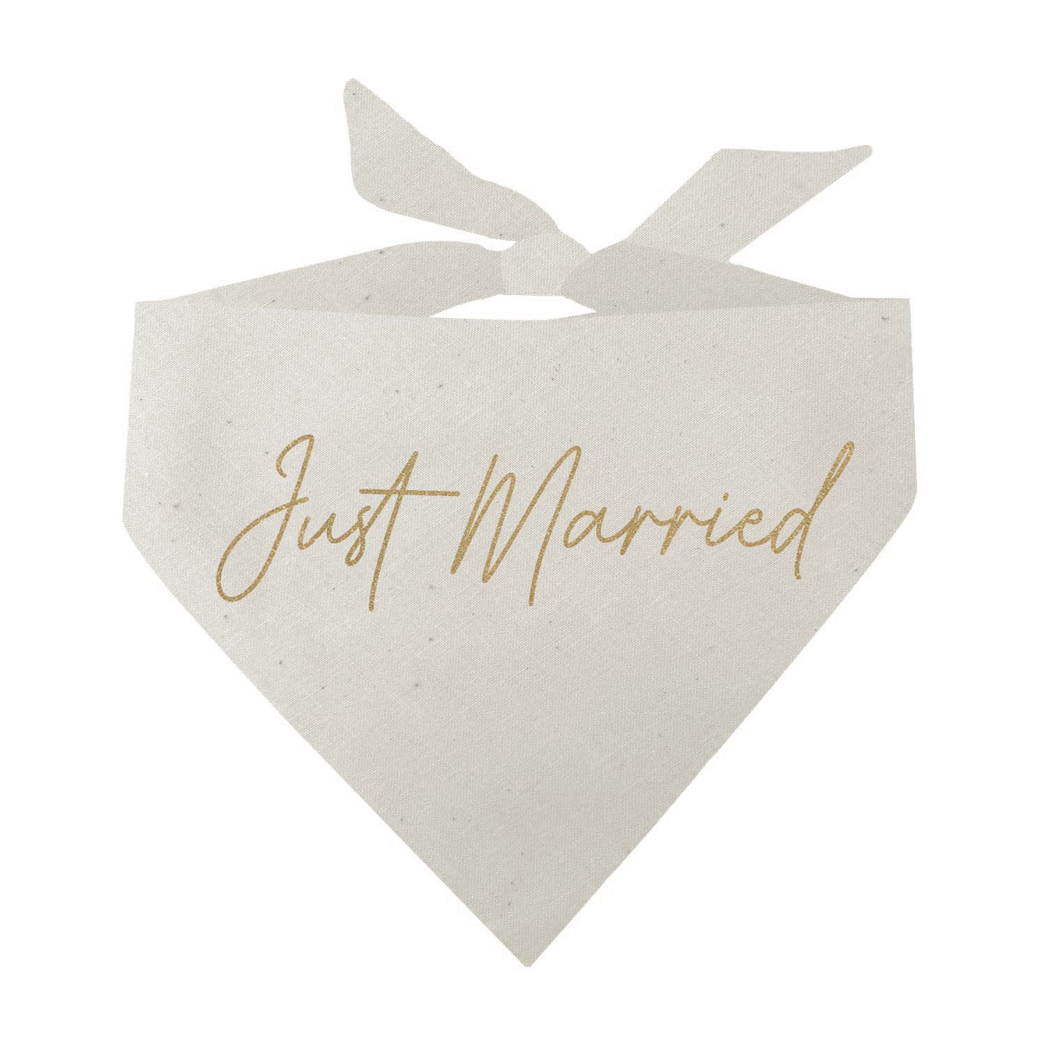 Just Married Wedding Dog Bandana (Gold Print On Natural)