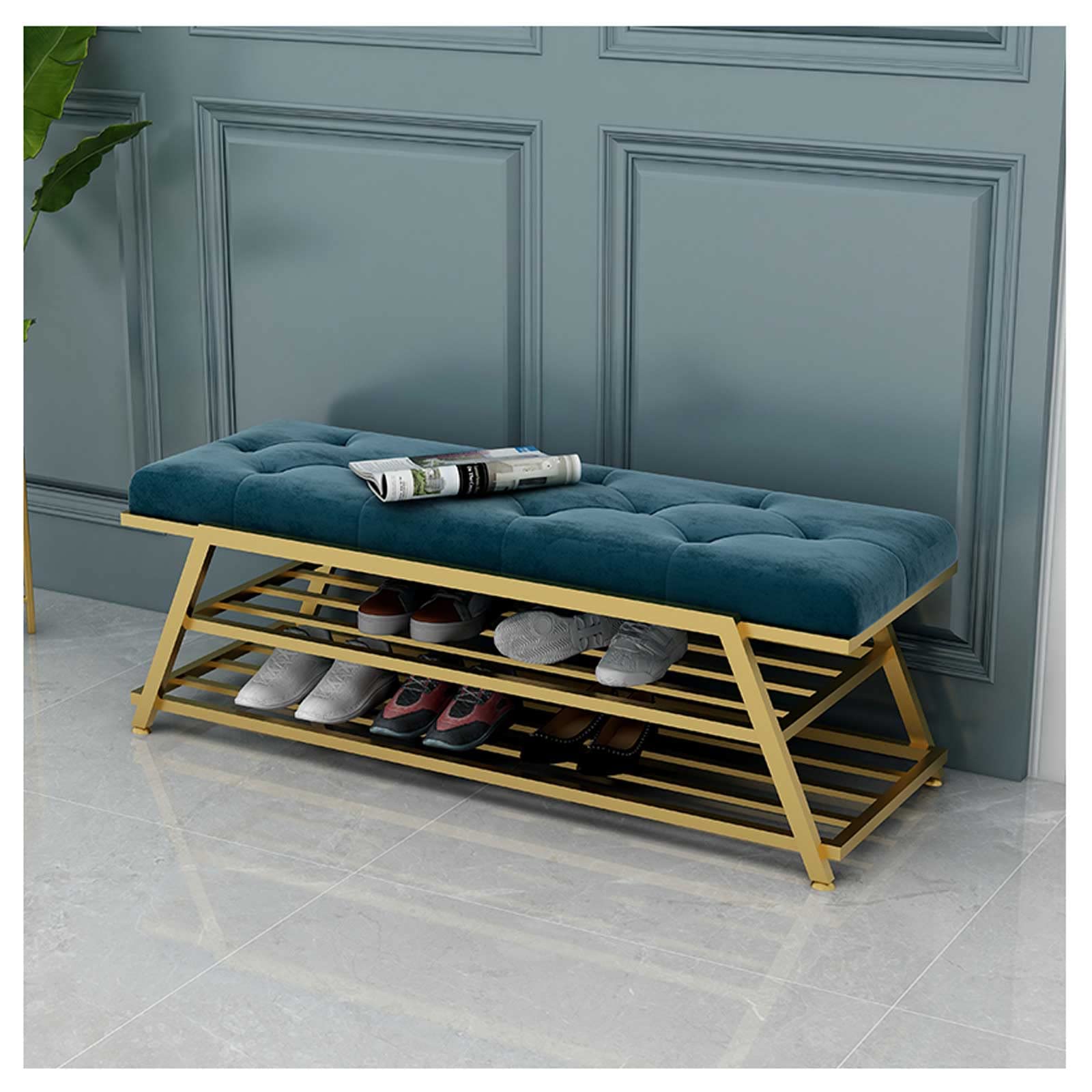 WJFTODAY Nordic Luxury Freestanding Coat Rack with Bench & Shoe Storage – Modern Clothes for Living Room & Bedroom Stylish Entryway Solution