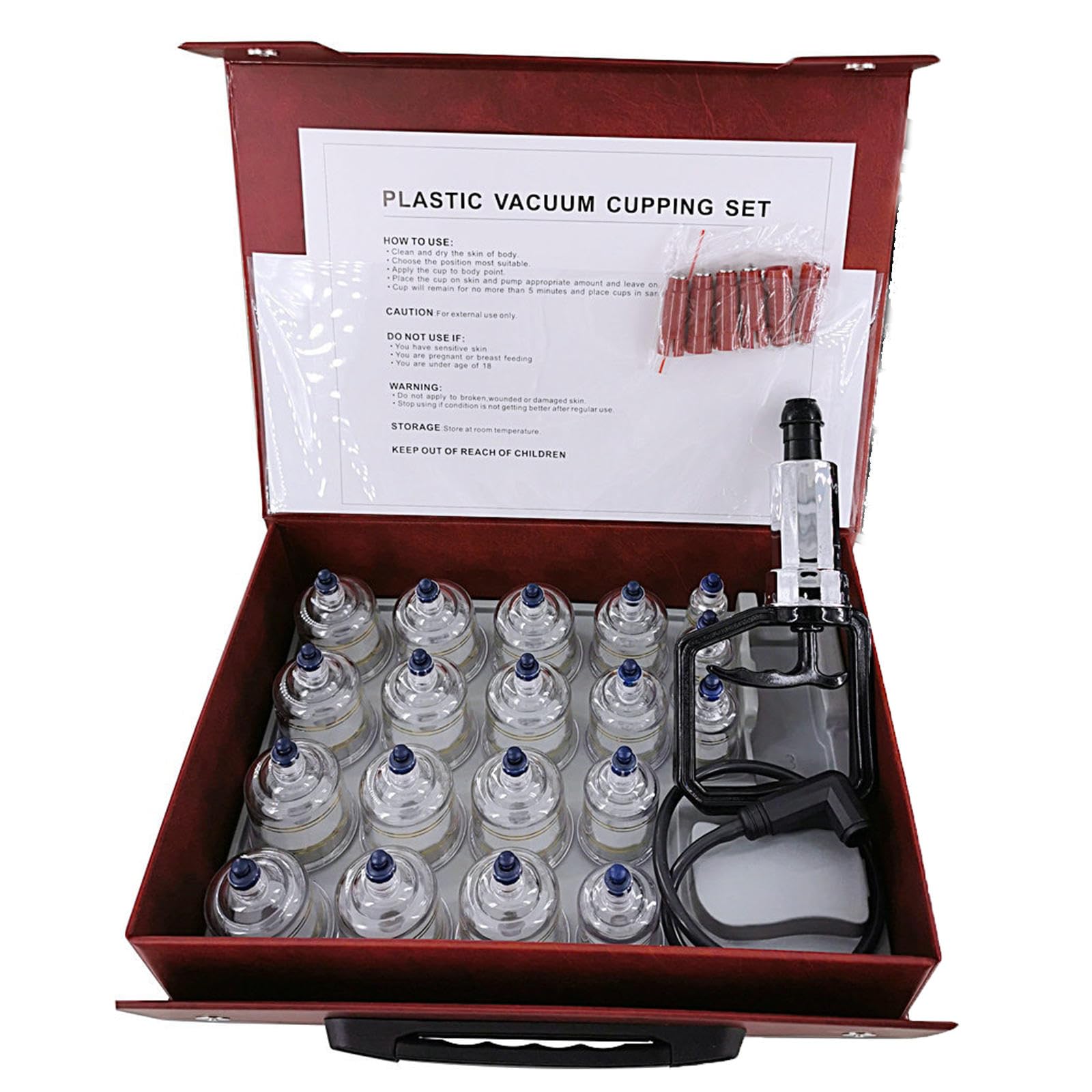 Schröpfset, Premium-Schröpftherapie-Set mit 19 Schröpfbechern, Muskel-Schröpfwerkzeug, einschließlich Pumpengriff und Verlängerungsrohr für den Salon- oder Heimgebrauch