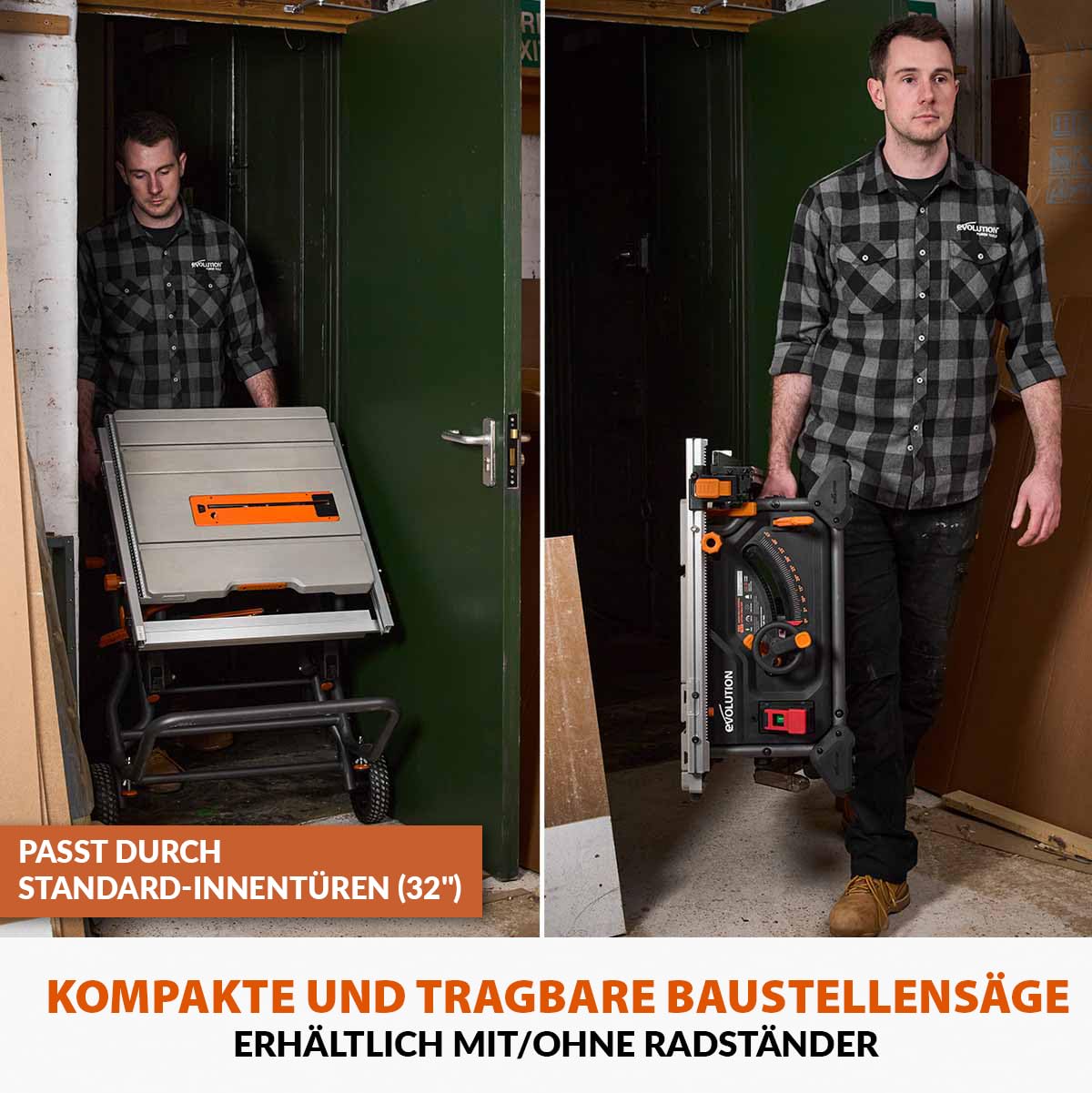 Evolution Power Tools R255TBL+ tischkreissäge, Tischsäge Tragbares Multi-Material-Sägeblatt im Lieferumfang enthalten Schneidet Holz Metall Kunststoff, 45˚ Fase, +/- 60˚ Gehrungswinkel, 1800w Motor