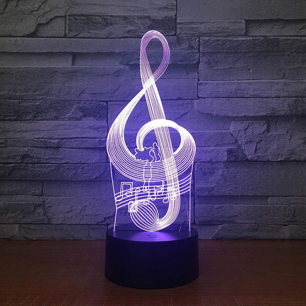 Music Note 3D Night Light, 7 Colors Changing Optical Illusion Touch Table Desk Lamp, Perfect Gifts for Kids’ Home Decoration LED Lamp