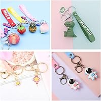 Vista 7 de 10 ganchos giratorios con cierre de langosta, clips de gatillo de mosquetón con anillo de llavero dividido plano y 8 clips giratorios