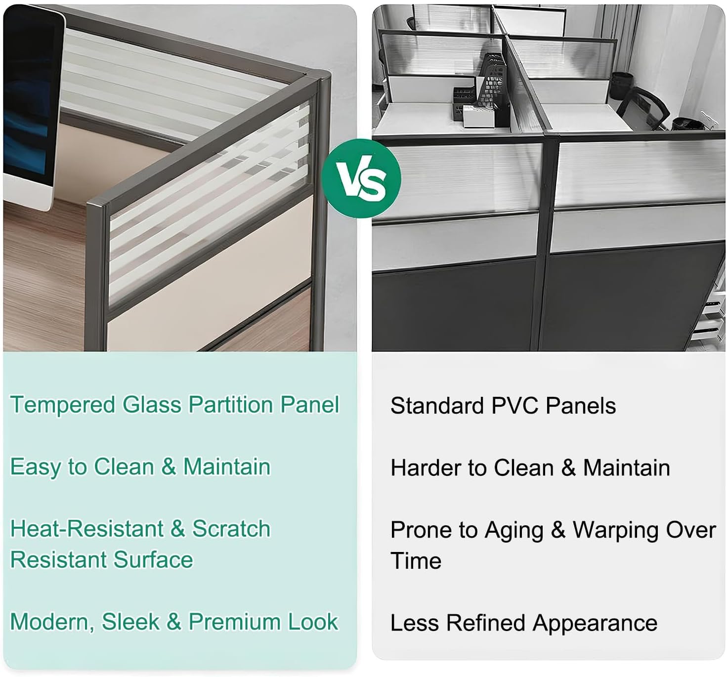 Modern Office Cubicle Workstation Desk with Tempered Glass Privacy Panels, USB Charging Hub & Cable Management,Multi-Person Modular Computer Desk for Commercial Office (A-Left, Two Person-F)