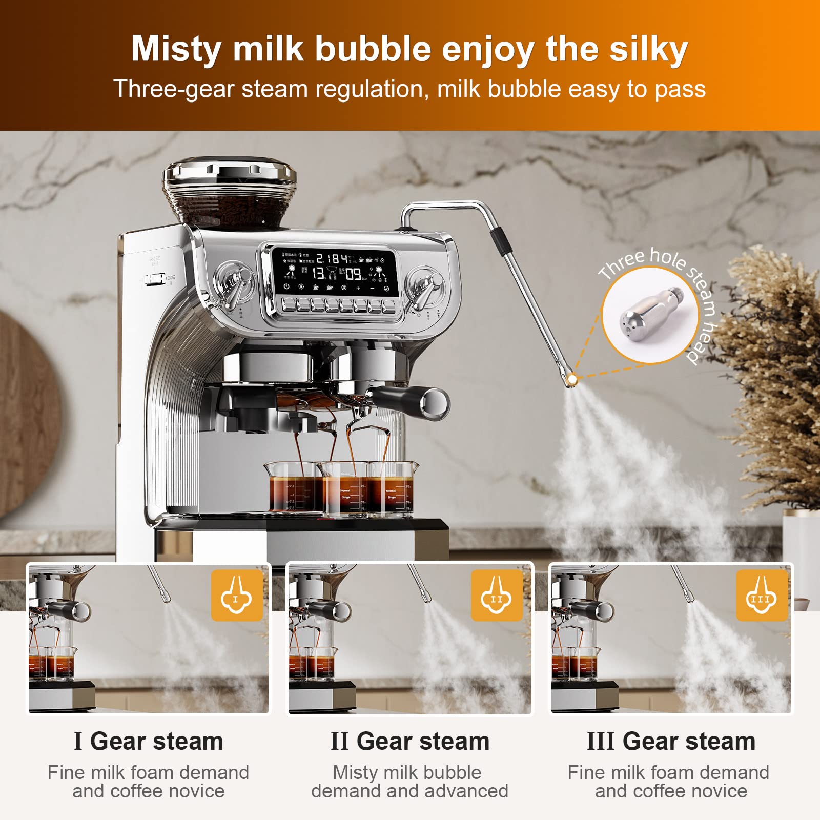 Amazon | Mcilpoog エスプレッソマシン ミルク泡立て器 半自動コーヒー 