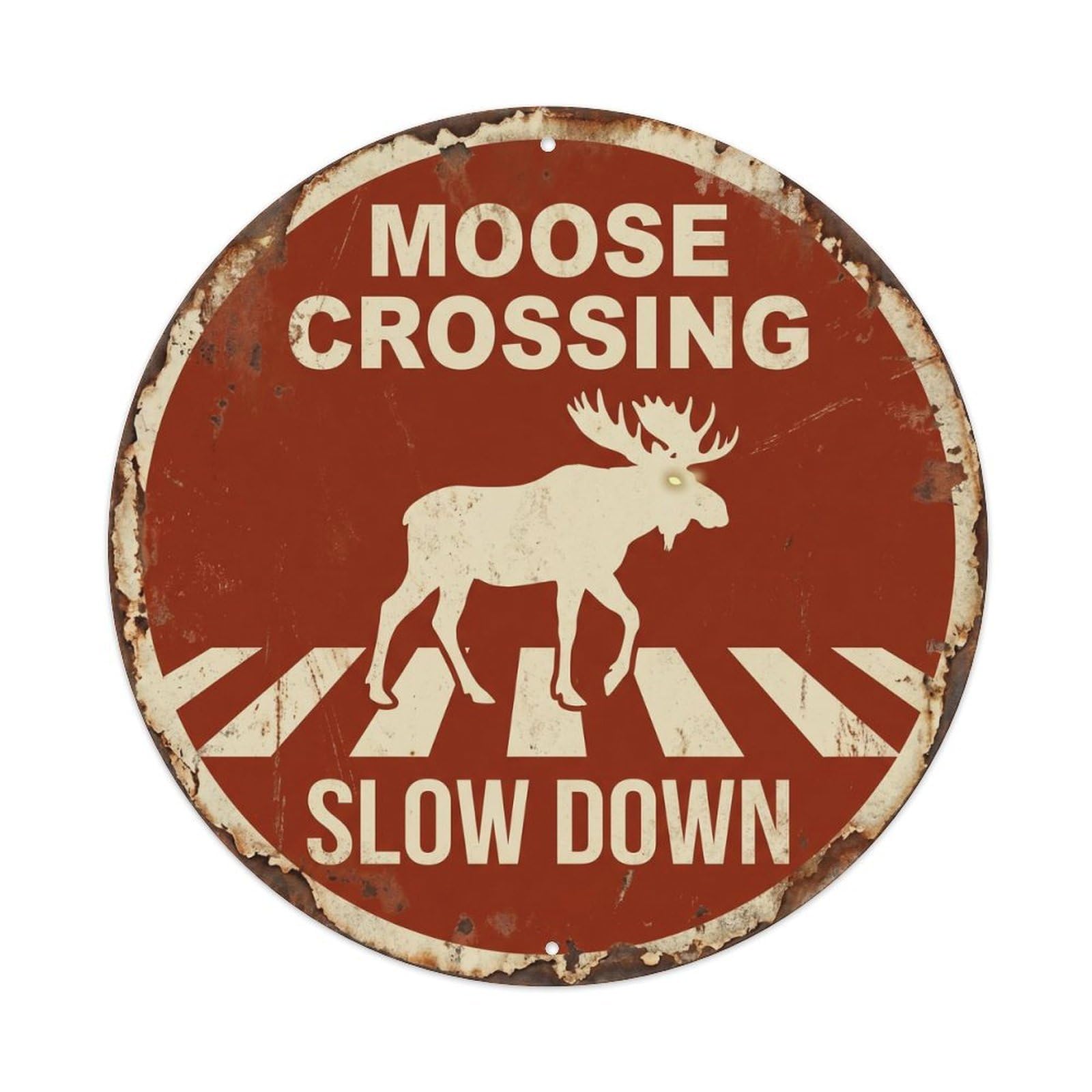 Moose Crossing Slow Down Vintage 1 Metal Tin Sign