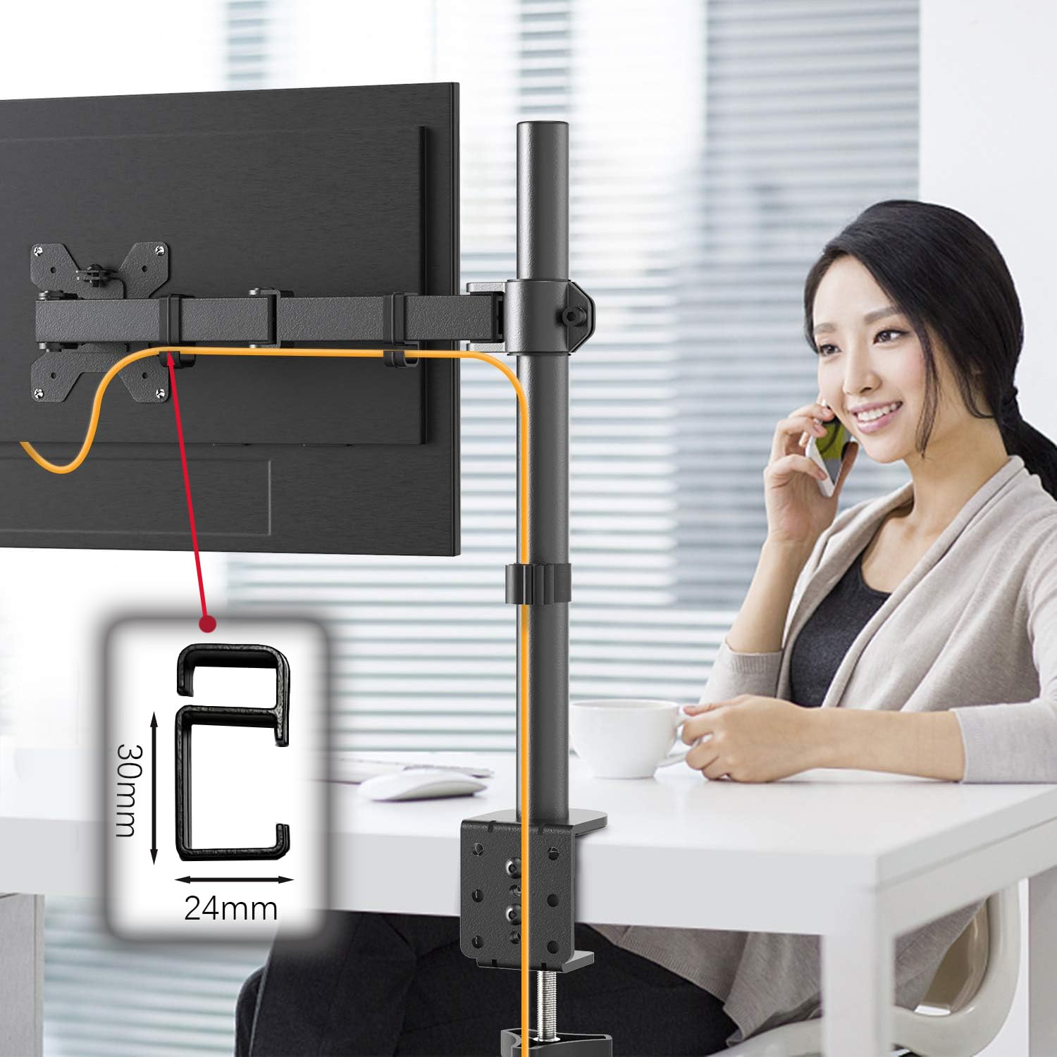 Amazon | モニタースタンド アームケーブルクリップ,ポールクリップ1