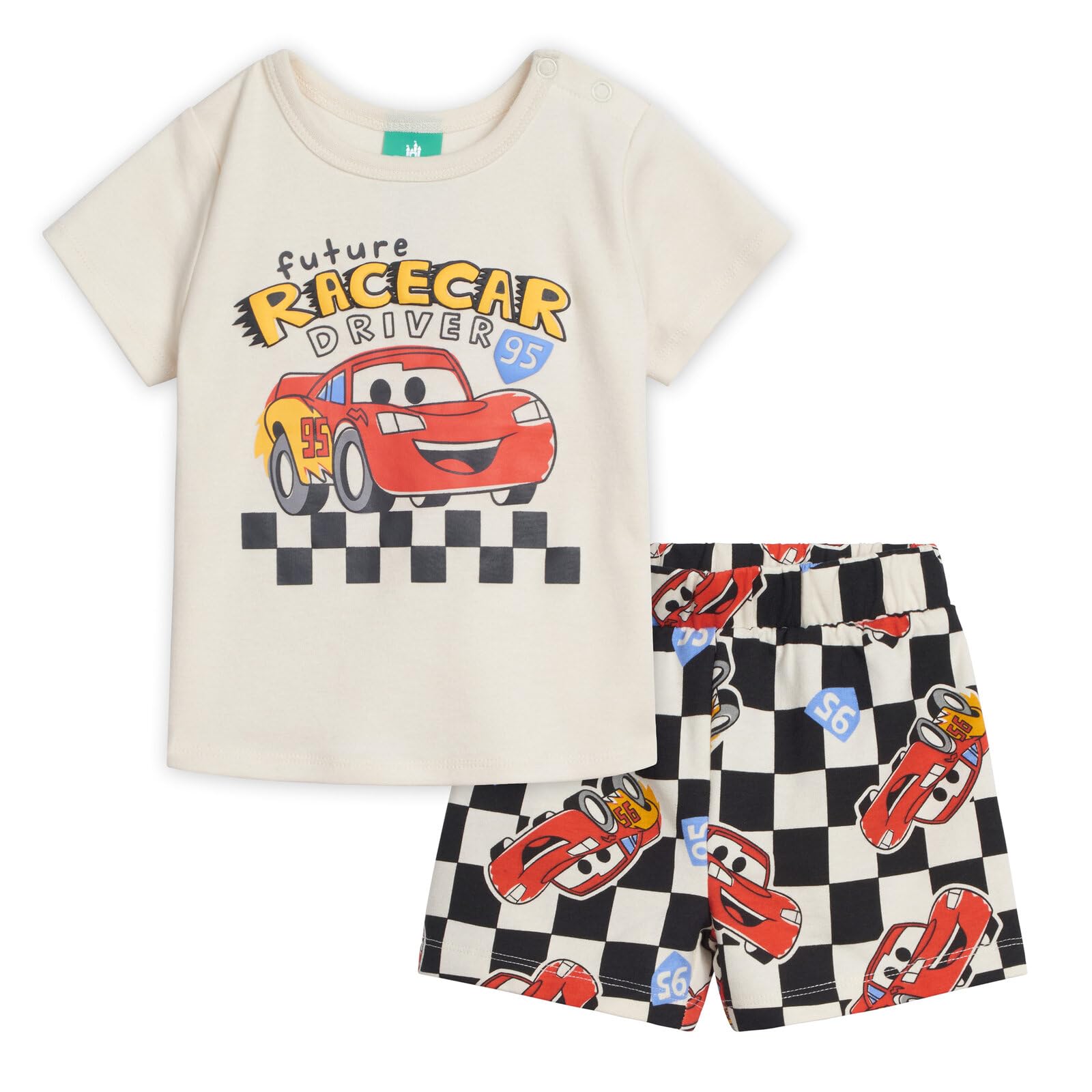 Disney Cars T-Shirt und Netz-Shorts, Outfit-Set für Kleinkinder bis große Kinder, Größen (18 Monate – 10–12)