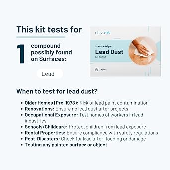 Lead Dust Surface Wipe Test by SimpleLab | 4-Pack | at-Home Sampling Lab Test Kit for Indoor Surfaces | Lead Paint Test kit | Includes Materials for 4X Samples - Must be Shipped Back Together