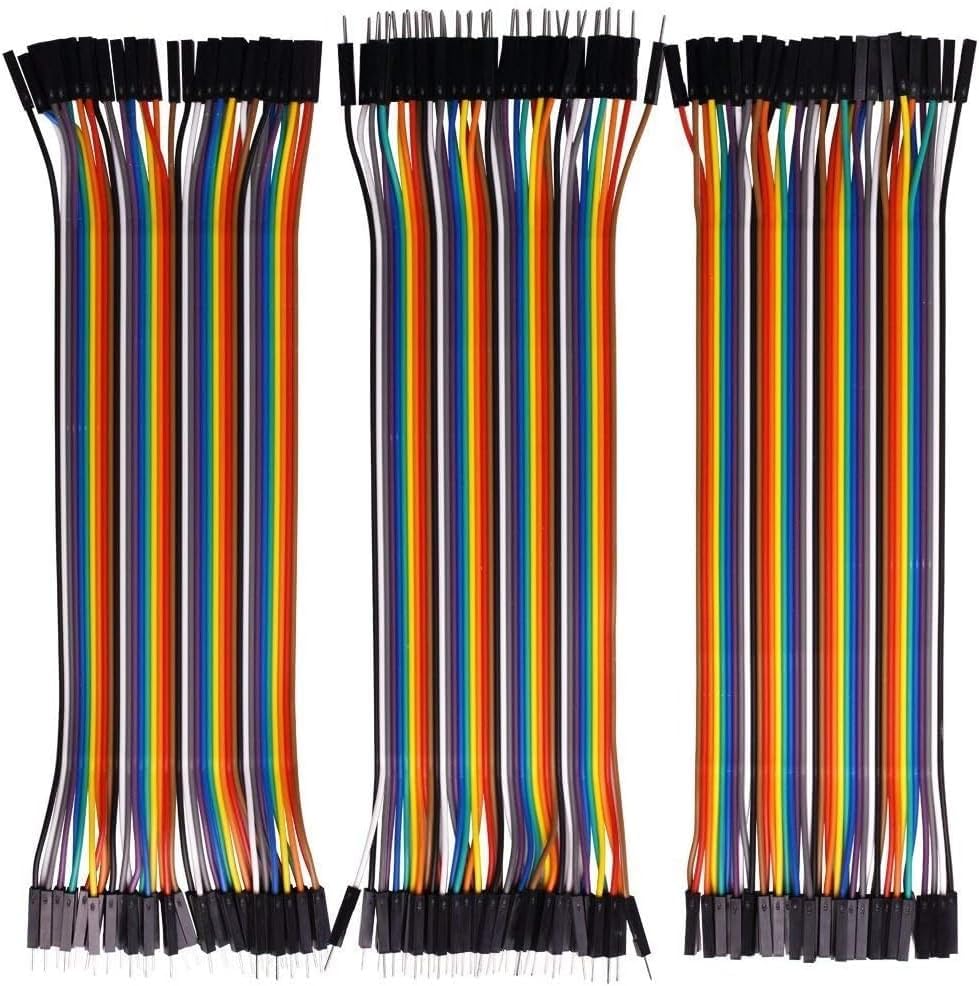 120pcs Multicolored Dupont Wire 40pin M/F, 40pin M/M, 40pin F/F Breadboard Jumper Ribbon Cables Kit Compatible with Arduino Projects(20cm/8inch)