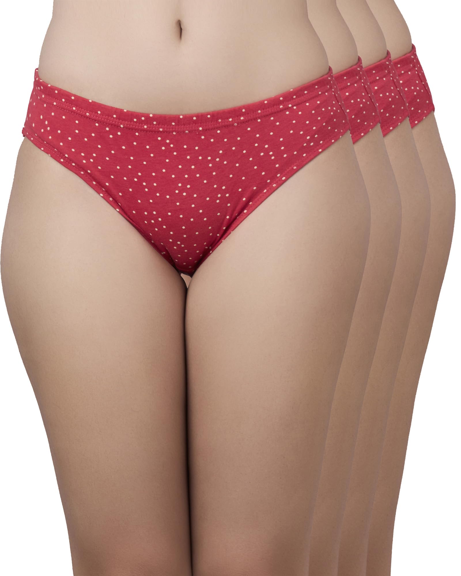 Organic Cotton Bamboo Hipster Panty for Women, Red Print, Size XL-image-46