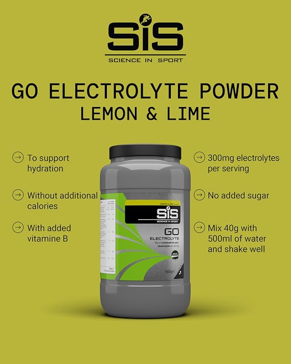 Science In Sport GO Electrolyte Powder Energy Drinks, High Carbohydrates and Sodium, Lemon and Lime Flavour, 12 Servings Per 500 g