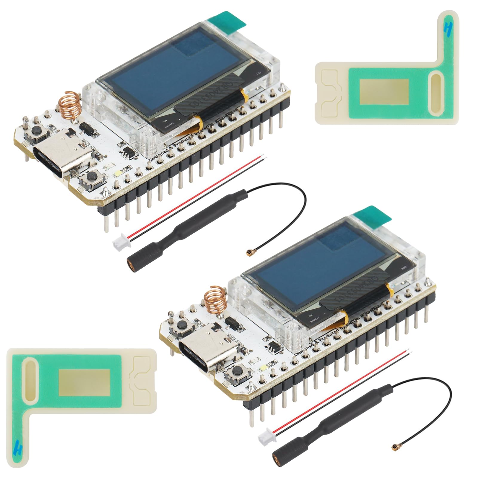 2 Sets ESP32 LoRa V3 SX1262 0.96" OLED Display Development Board Integrated WiFi BLE LoRa 32-bit LX7 Dual Core Interface Type-C Serial Port chip 915MHZ Antenna for Smart Home (Unsoldered)