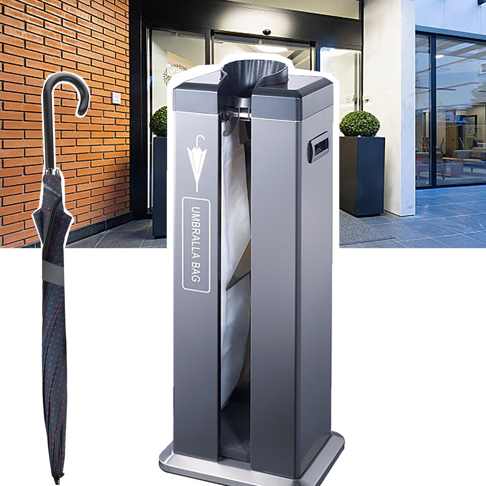 LJYKBFL Automatic Wet Umbrella Bag Wrapper, Commercial Dispenser Stand with Wheels for Offices, Hotels, Supermarkets