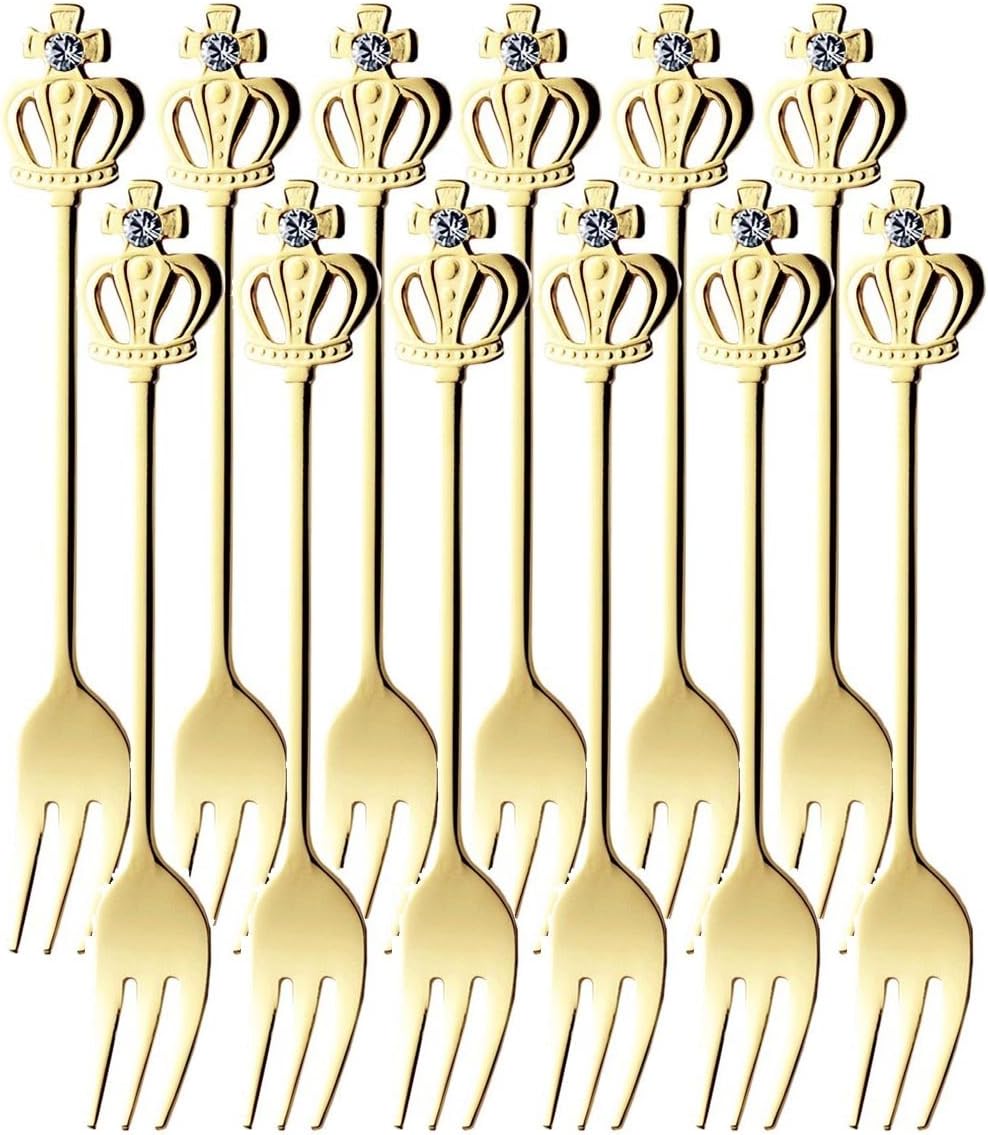 Nagao Royal Crown Himefork, Gold, Set of 12, Made in Japan