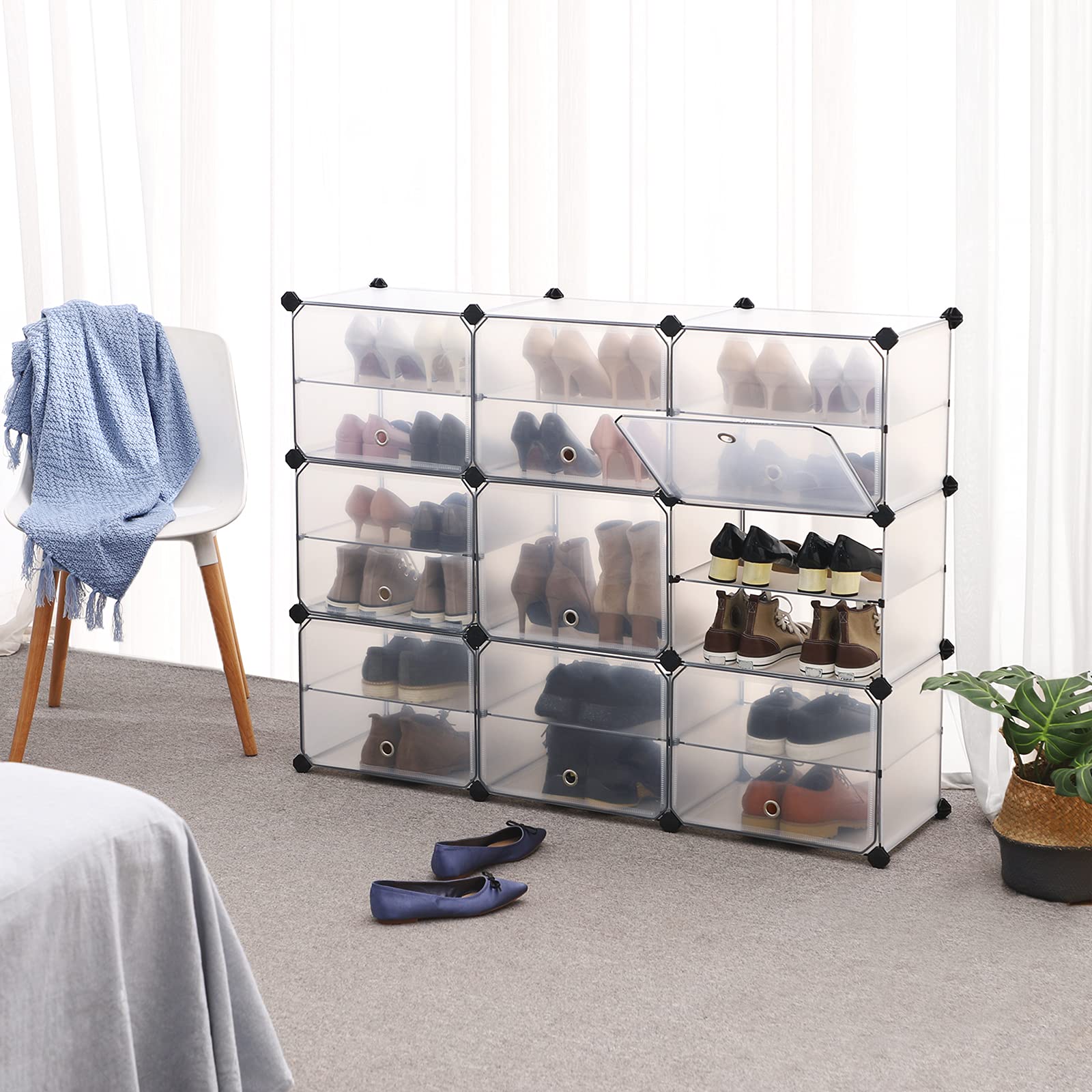 Buy SONGMICS Cube Storage with Doors, Shoe Rack, Plastic Organiser Unit