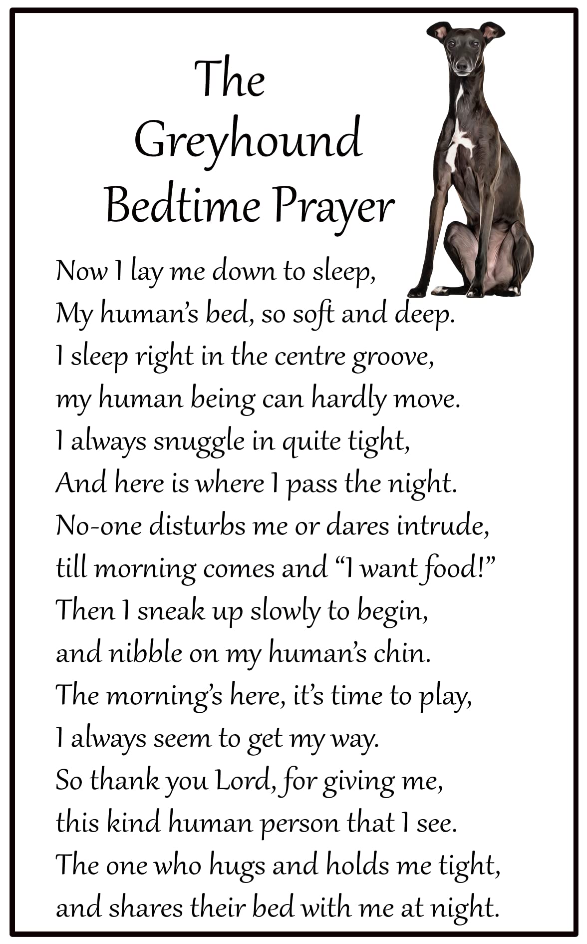 Fridge Magnets White Greyhound Bedtime Prayer For Dog Lovers - Large Fun Flexible Fridge Magnet- Size 16Cms X 10 Cms (Approx. 6" X4")