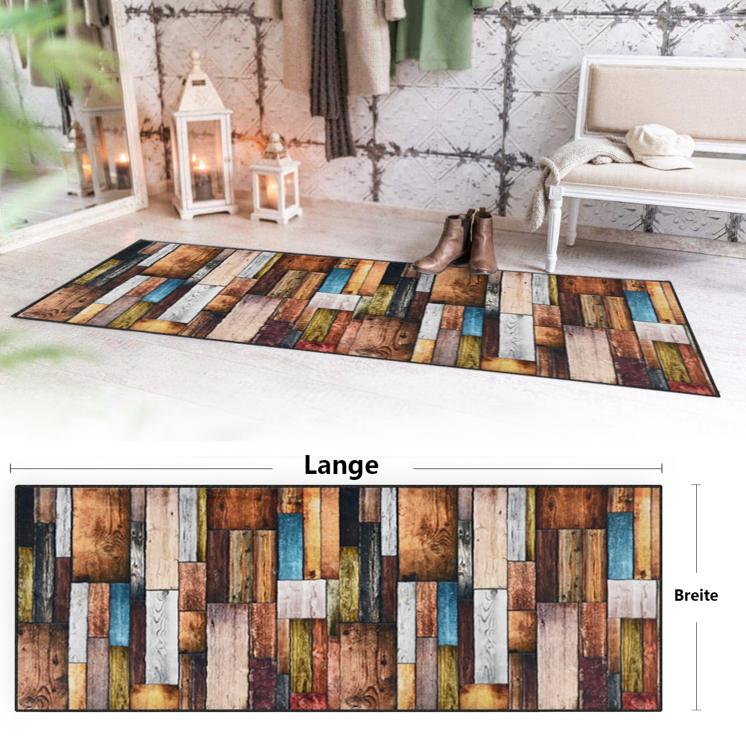 Tappeto da corridoio 60x250cm, tappeto a pelo corto lavabile con retro antiscivolo in gomma. Tappeto di alta qualità per ingresso, lavanderia e corridoio residenziale