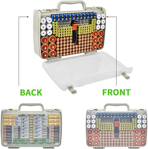 Miniatura 2 de Caja organizadora de baterías con probador, 269 baterías de doble cara, capacidad para pilas AA AAA 4A C D 9V 3V litio LR44 CR2 CR123 CR1632 18650