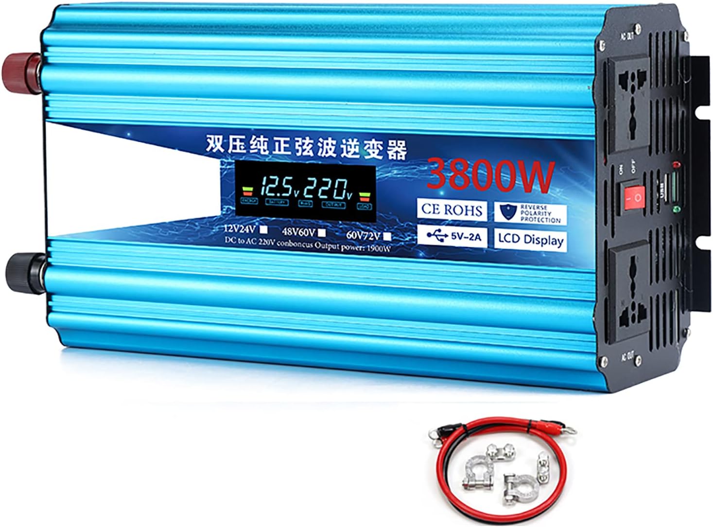 純粋な正弦波パワー インバーター 2800W 3300W 4200W DC 12V 24V から AC 230V 240V デュアル