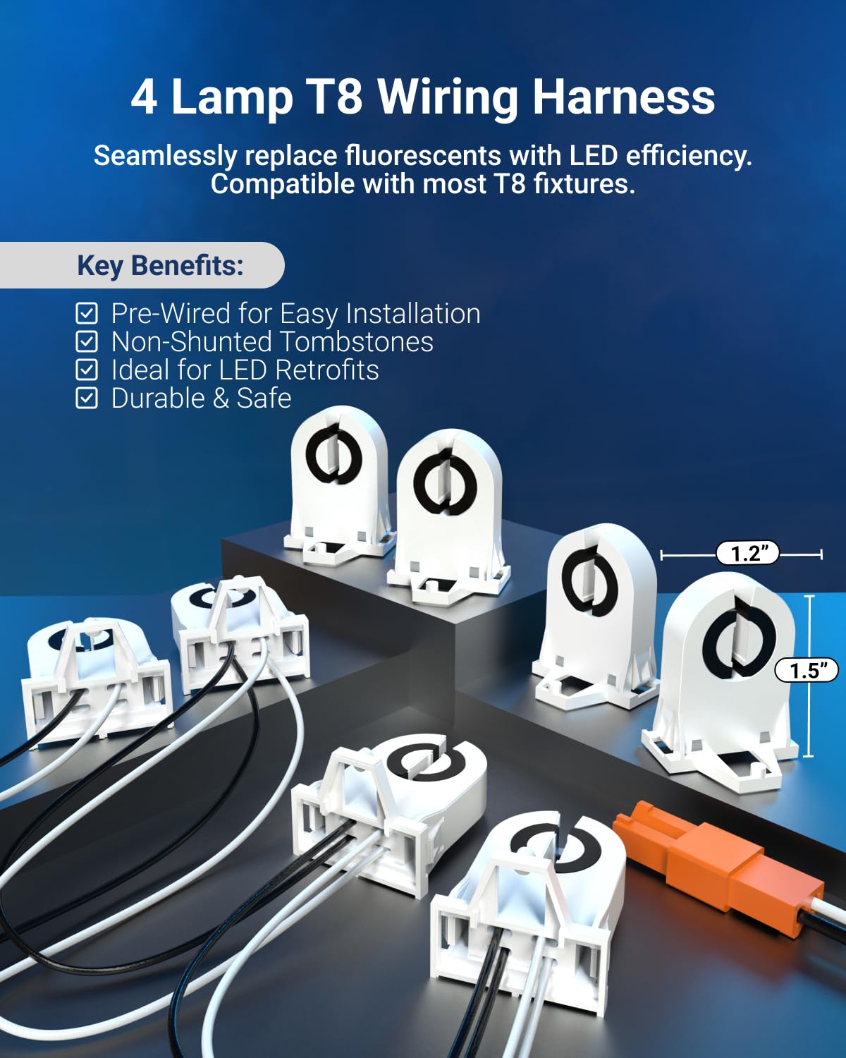 Sunco T8 Non-Shunted Tombstones for LED Fluorescent Tube