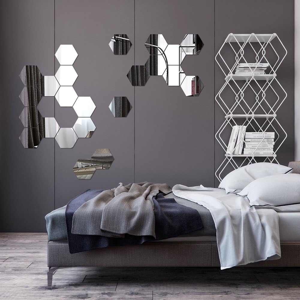 Regular Hexagon Honeycomb Decorative 3D Acrylic Mirror Wall Stickers Decor Living Room Bedroom Poster Home Decor Room Decoration R229