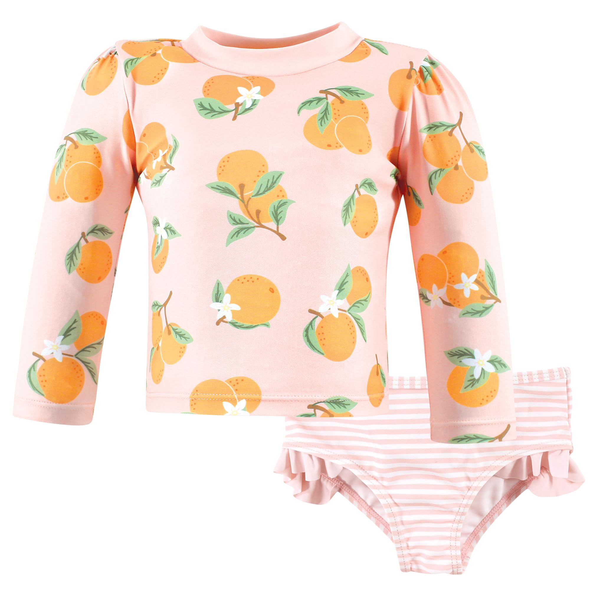 Hudson Baby Unisex Baby Swim Rashguard Set, Citrus Orange, 4T